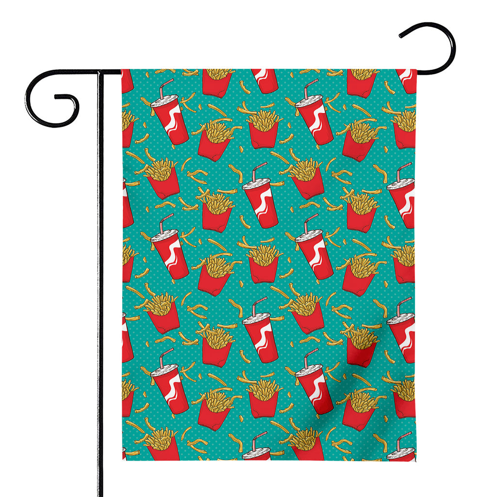 French Fries And Cola Pattern Print House Flag