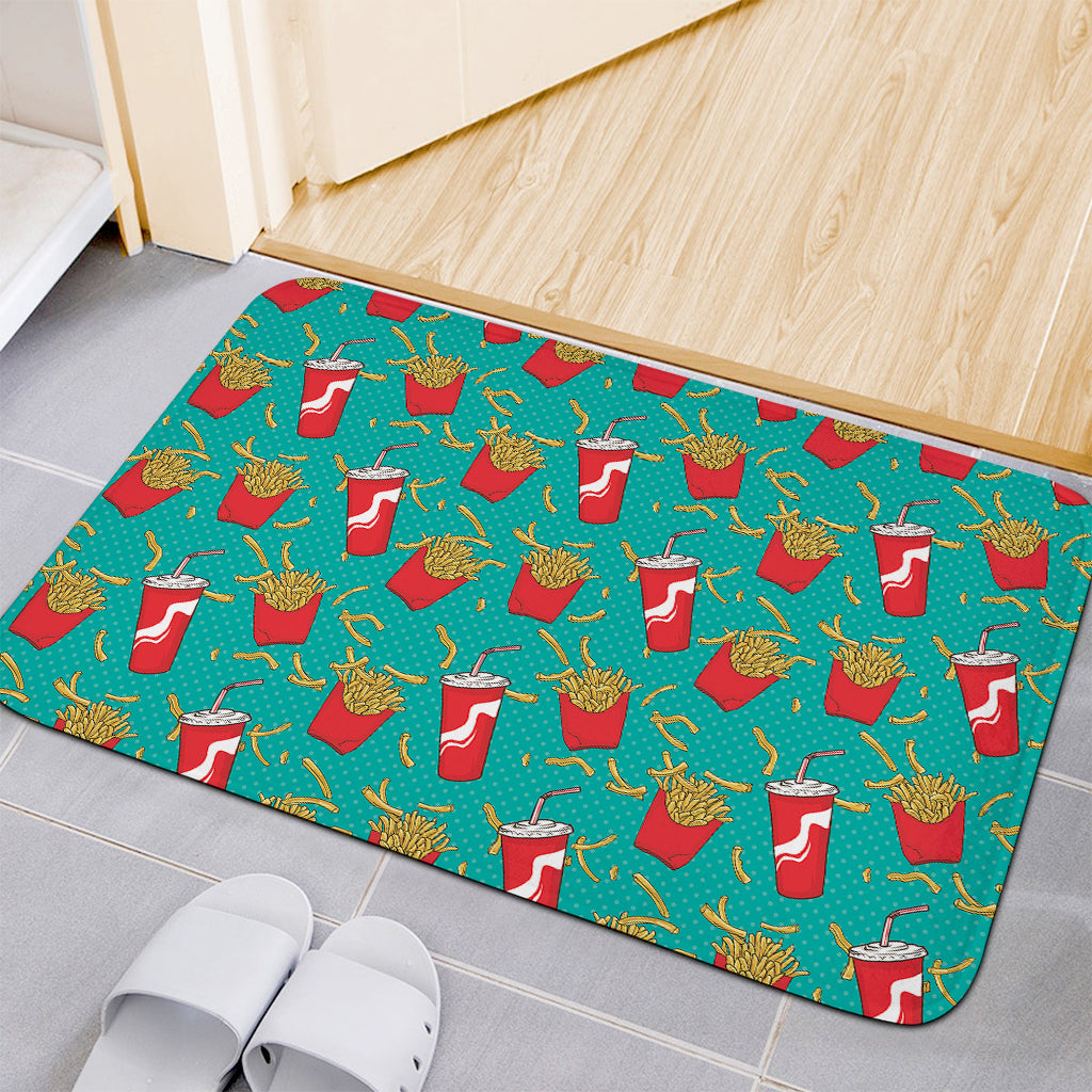 French Fries And Cola Pattern Print Indoor Door Mat