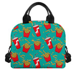 French Fries And Cola Pattern Print Insulated Lunch Bag