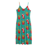 French Fries And Cola Pattern Print Jersey Midi Cami Dress