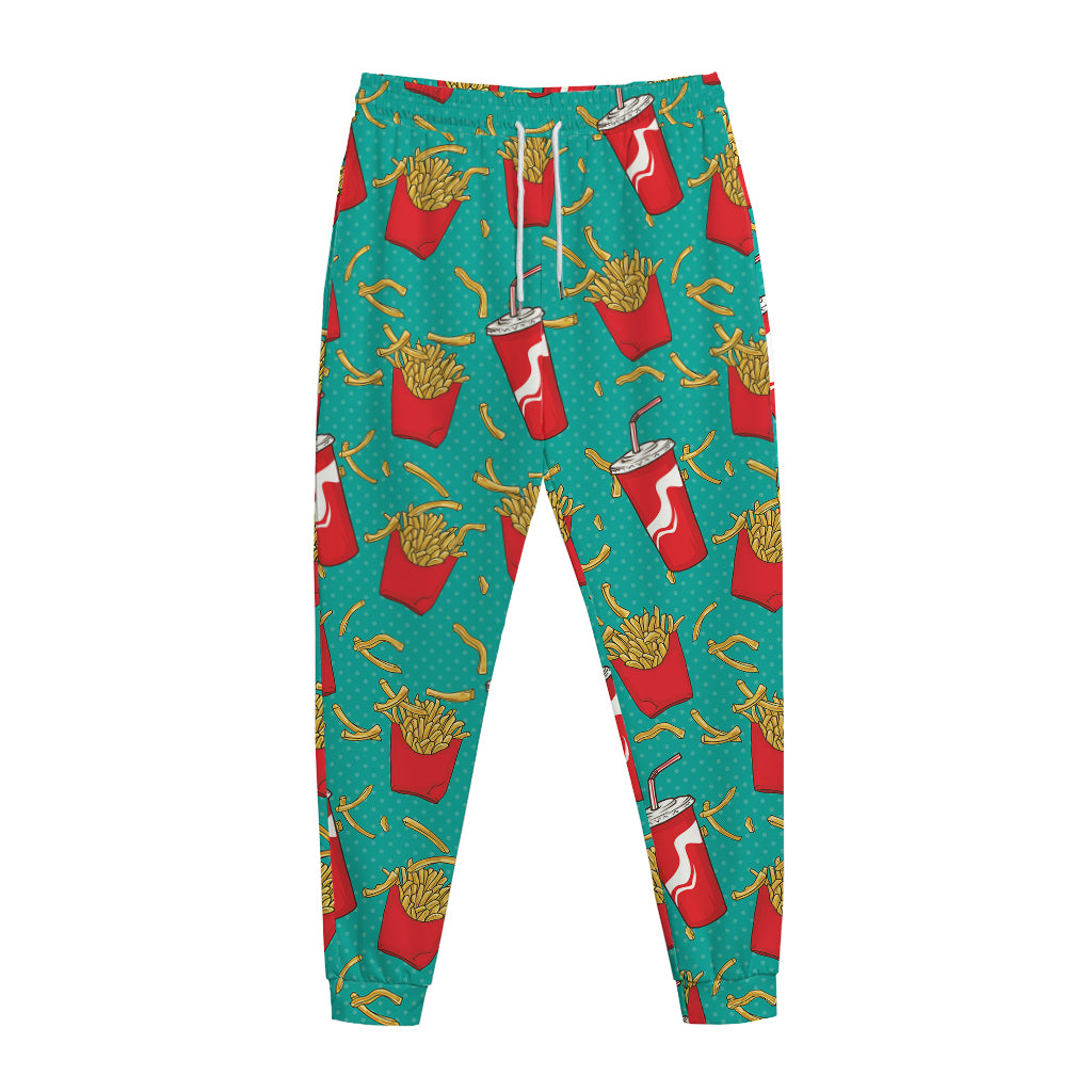 French Fries And Cola Pattern Print Jogger Pants