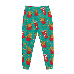 French Fries And Cola Pattern Print Jogger Pants