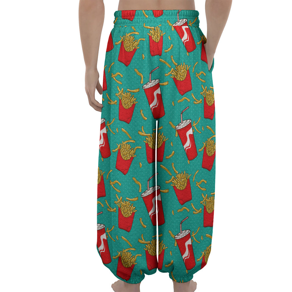 French Fries And Cola Pattern Print Lantern Pants