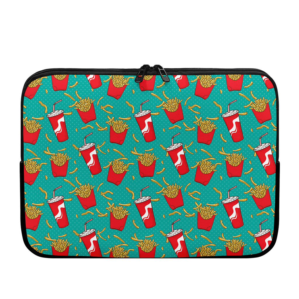 French Fries And Cola Pattern Print Laptop Sleeve