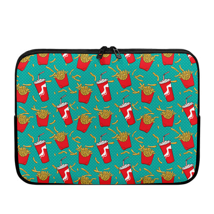 French Fries And Cola Pattern Print Laptop Sleeve