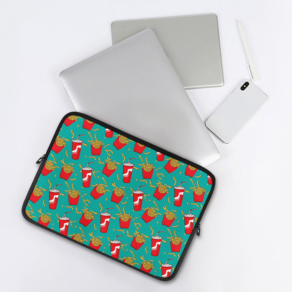 French Fries And Cola Pattern Print Laptop Sleeve