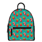 French Fries And Cola Pattern Print Leather Backpack