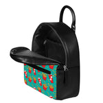 French Fries And Cola Pattern Print Leather Backpack