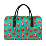 French Fries And Cola Pattern Print Leather Duffle Bag