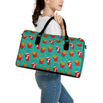 French Fries And Cola Pattern Print Leather Duffle Bag