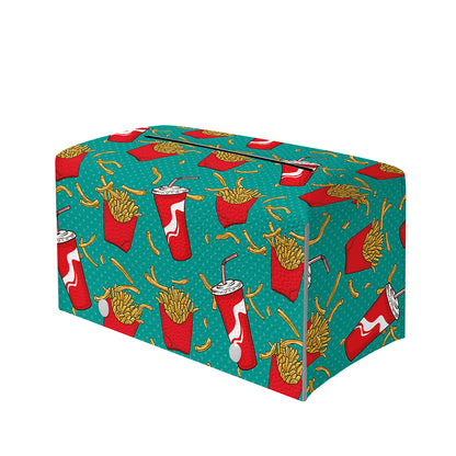 French Fries And Cola Pattern Print Leather Tissue Box Cover