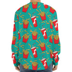 French Fries And Cola Pattern Print Long Sleeve Baseball Jersey