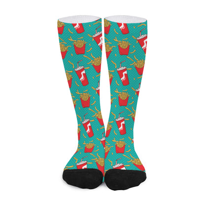 French Fries And Cola Pattern Print Long Socks