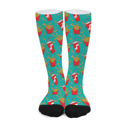 French Fries And Cola Pattern Print Long Socks