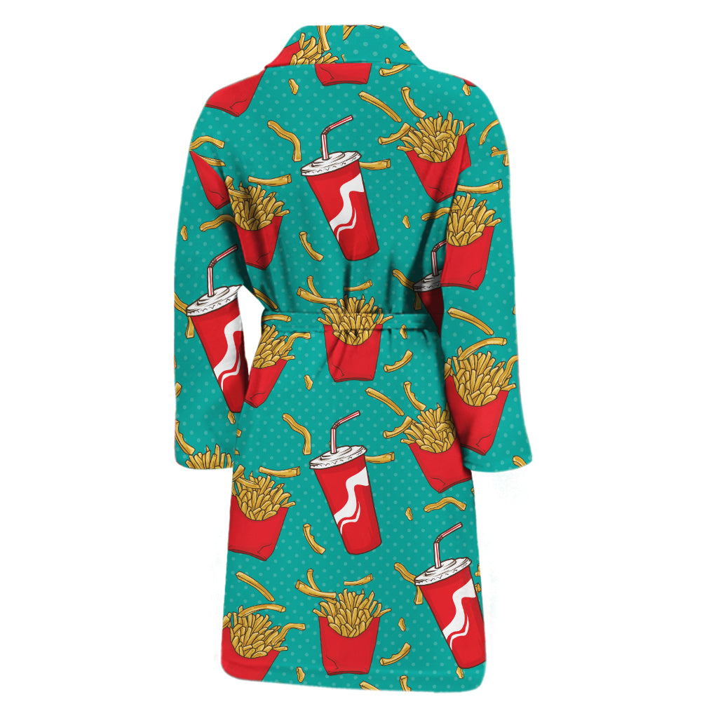 French Fries And Cola Pattern Print Men's Bathrobe