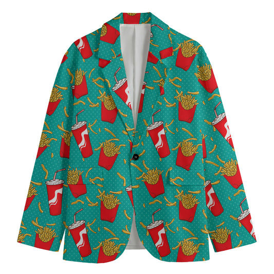 French Fries And Cola Pattern Print Men's Blazer
