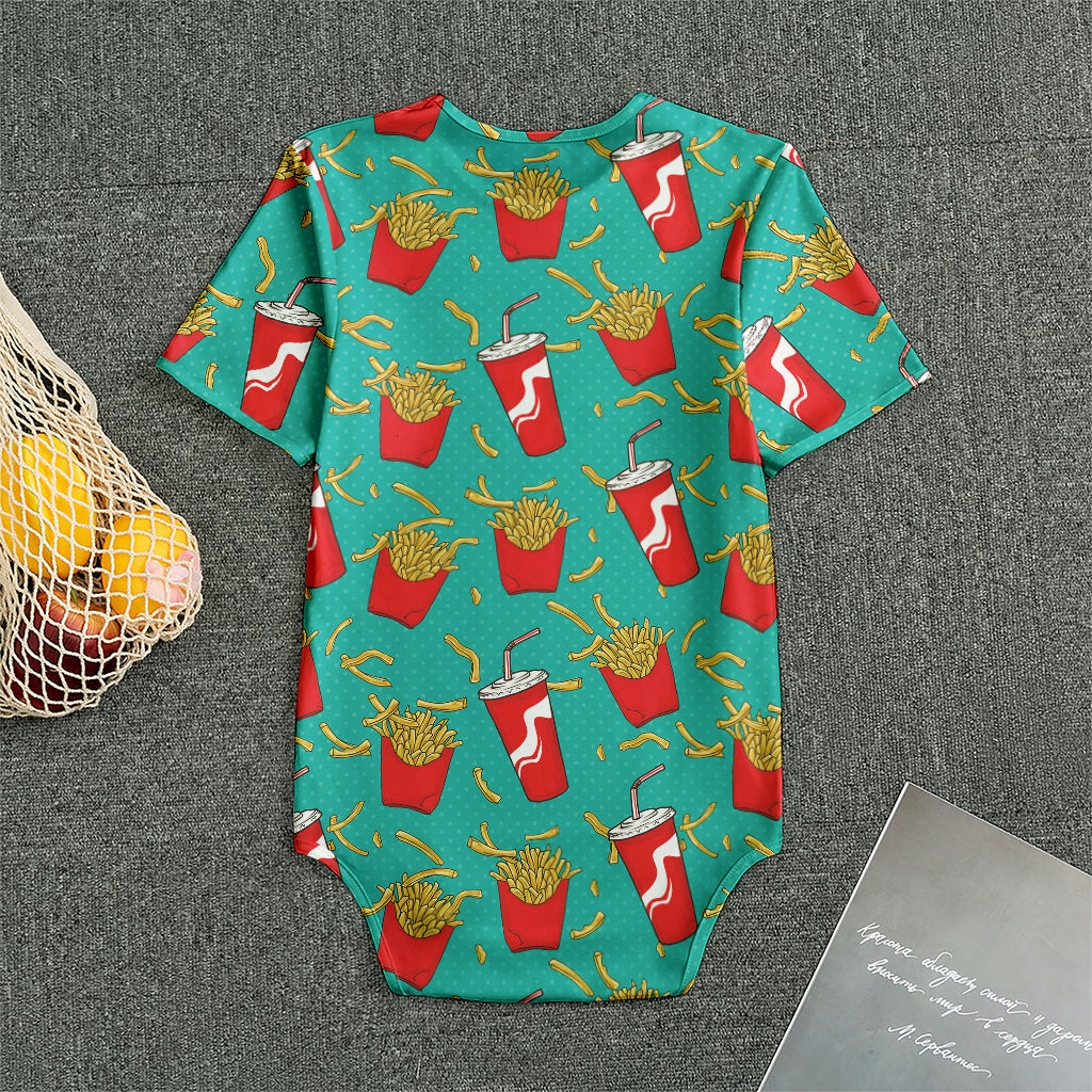 French Fries And Cola Pattern Print Men's Bodysuit