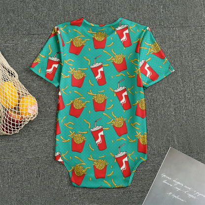 French Fries And Cola Pattern Print Men's Bodysuit