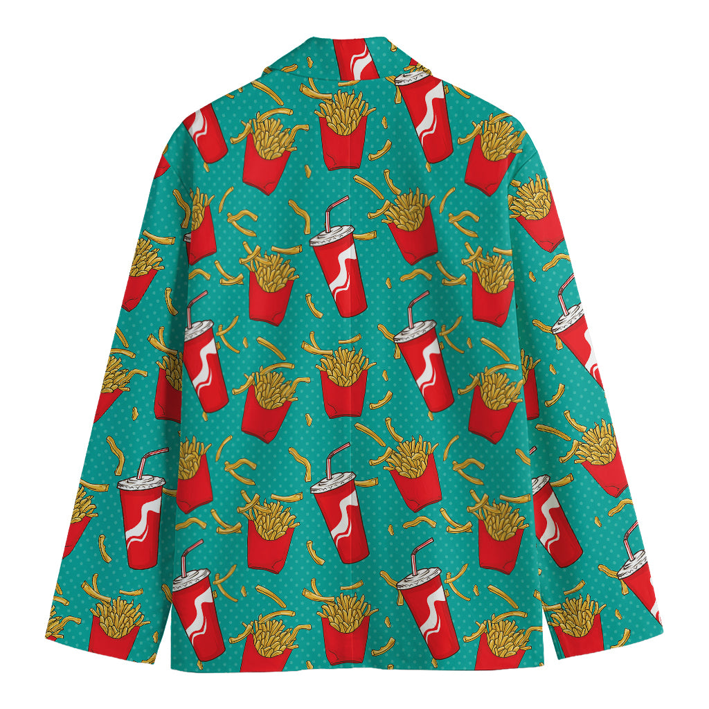 French Fries And Cola Pattern Print Men's Cotton Blazer