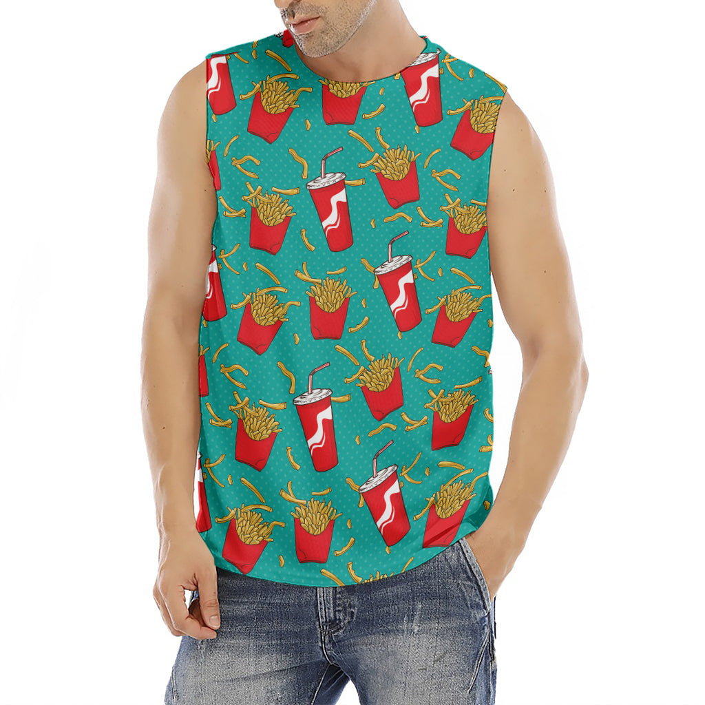 French Fries And Cola Pattern Print Men's Fitness Tank Top