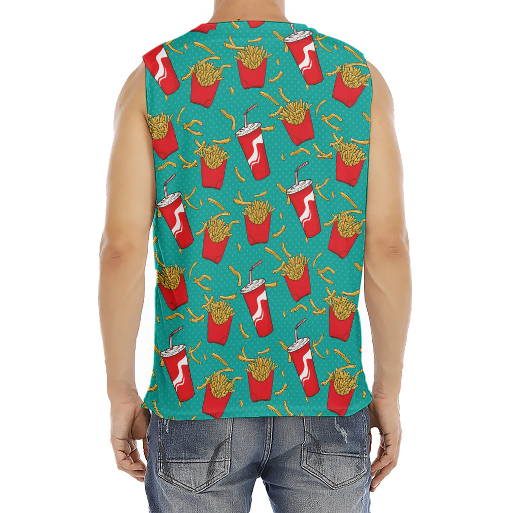 French Fries And Cola Pattern Print Men's Fitness Tank Top