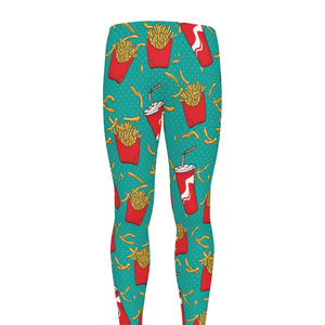 French Fries And Cola Pattern Print Men's leggings