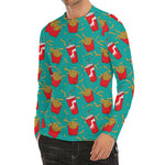 French Fries And Cola Pattern Print Men's Long Sleeve Rash Guard