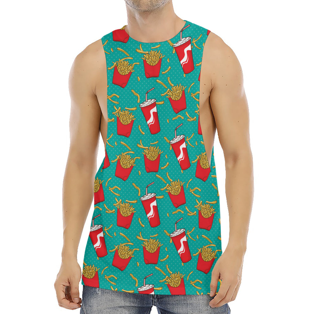 French Fries And Cola Pattern Print Men's Muscle Tank Top