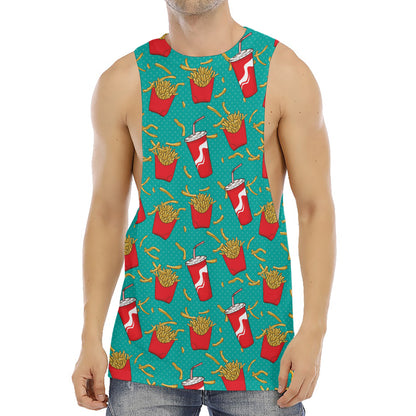 French Fries And Cola Pattern Print Men's Muscle Tank Top