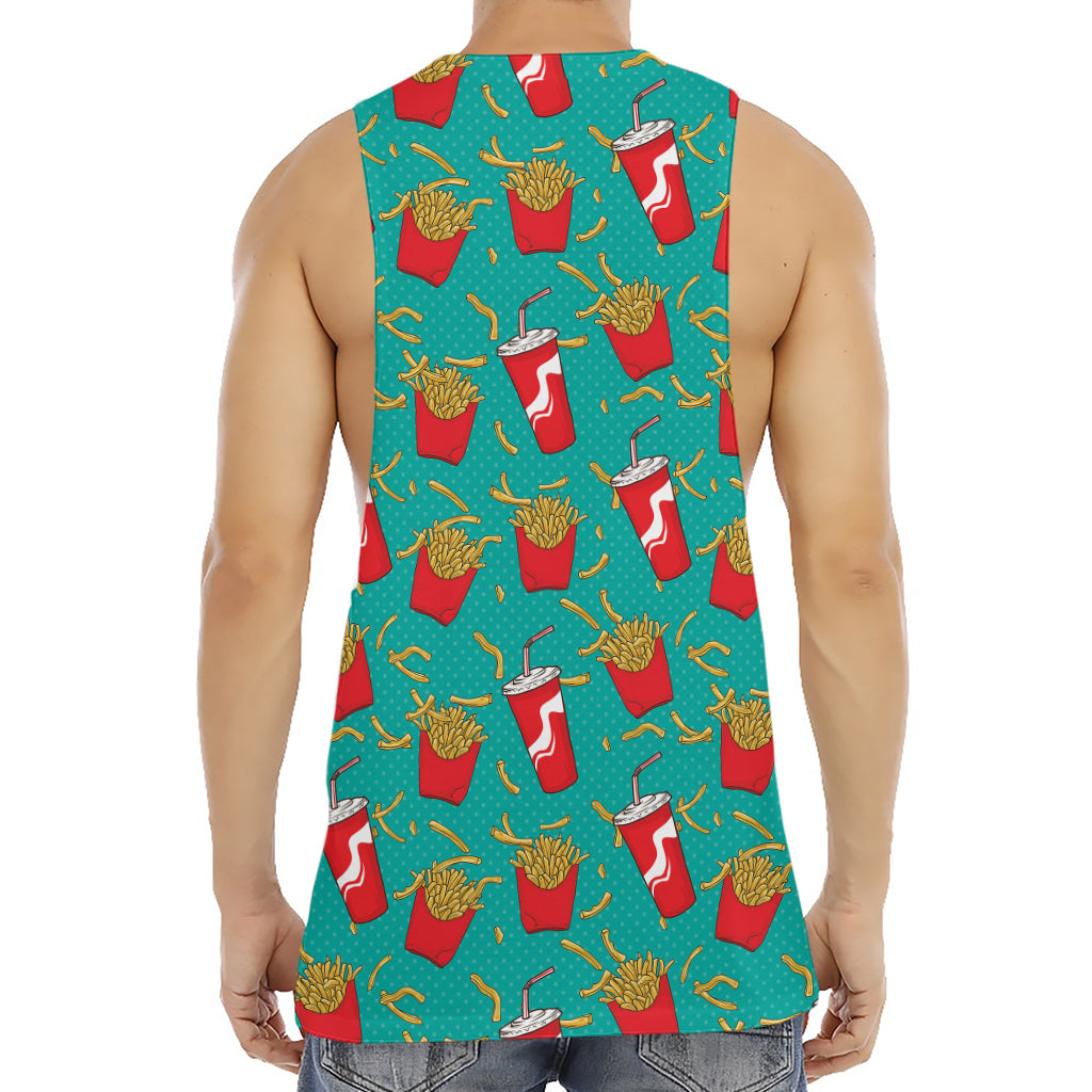 French Fries And Cola Pattern Print Men's Muscle Tank Top