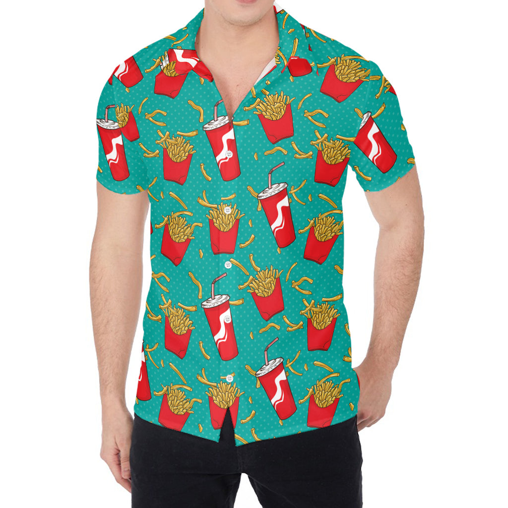 French Fries And Cola Pattern Print Men's Shirt