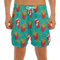 French Fries And Cola Pattern Print Men's Split Running Shorts