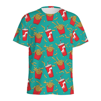 French Fries And Cola Pattern Print Men's Sports T-Shirt