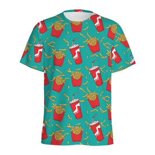 French Fries And Cola Pattern Print Men's Sports T-Shirt