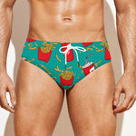 French Fries And Cola Pattern Print Men's Swim Briefs