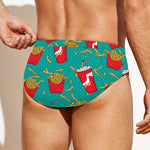 French Fries And Cola Pattern Print Men's Swim Briefs