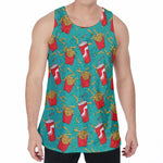 French Fries And Cola Pattern Print Men's Velvet Tank Top