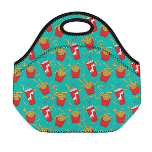 French Fries And Cola Pattern Print Neoprene Lunch Bag