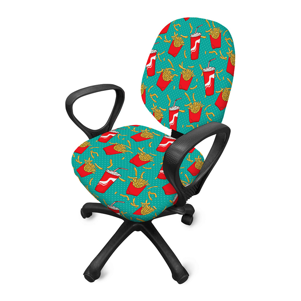 French Fries And Cola Pattern Print Office Chair Cover