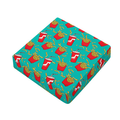 French Fries And Cola Pattern Print Outdoor Seat Cushion Cover