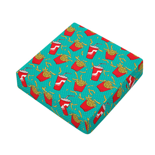 French Fries And Cola Pattern Print Outdoor Seat Cushion Cover