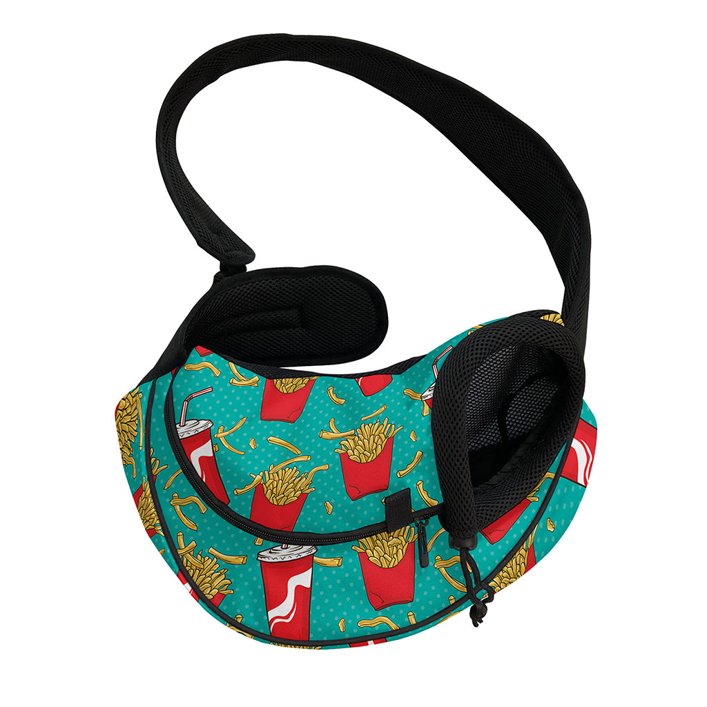French Fries And Cola Pattern Print Pet Sling Carrier