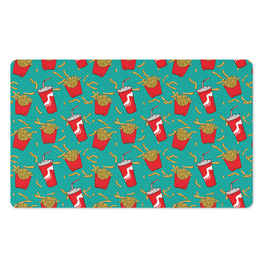 French Fries And Cola Pattern Print Polyester Doormat