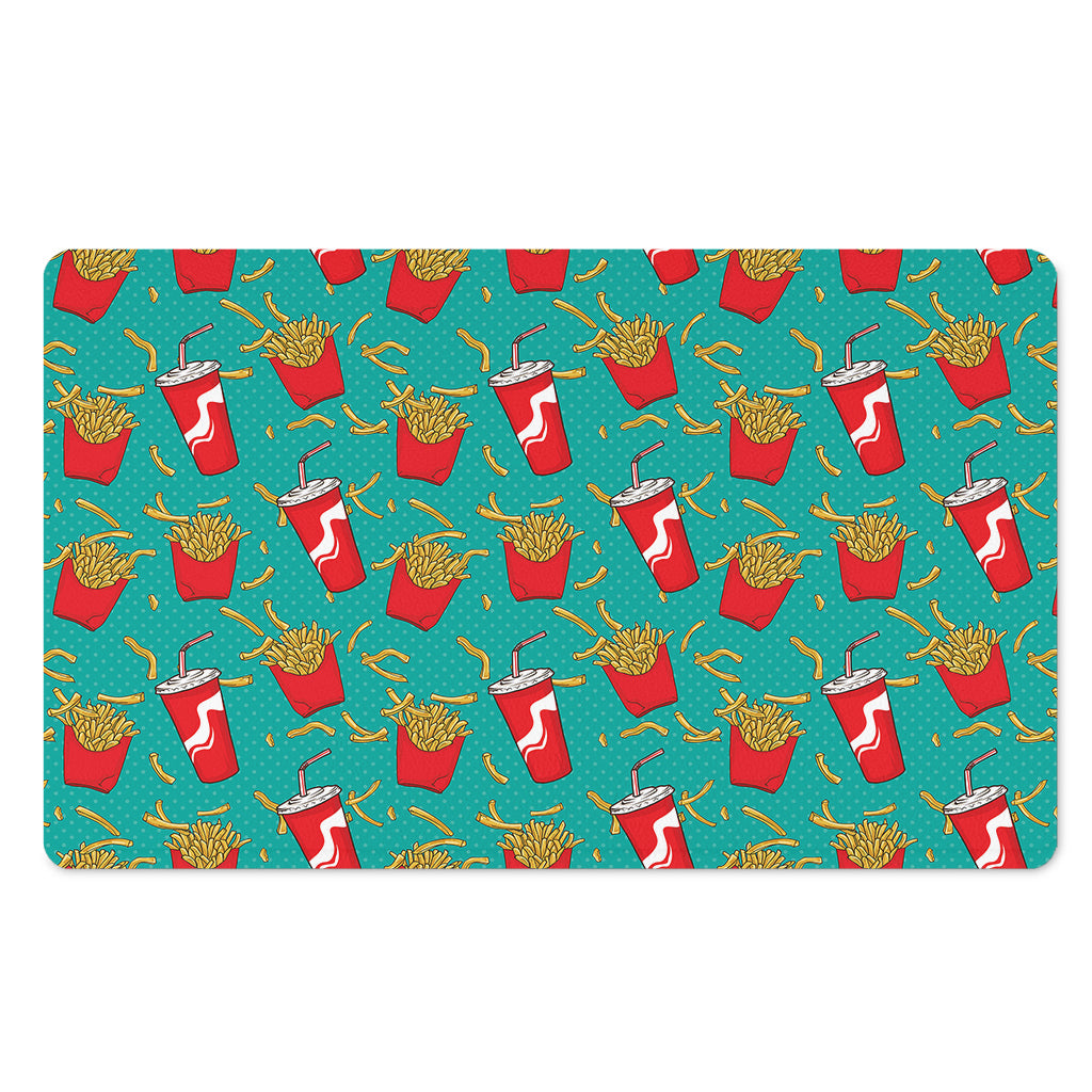 French Fries And Cola Pattern Print Polyester Doormat