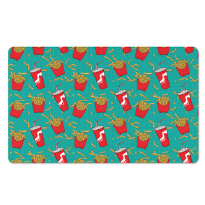 French Fries And Cola Pattern Print Polyester Doormat