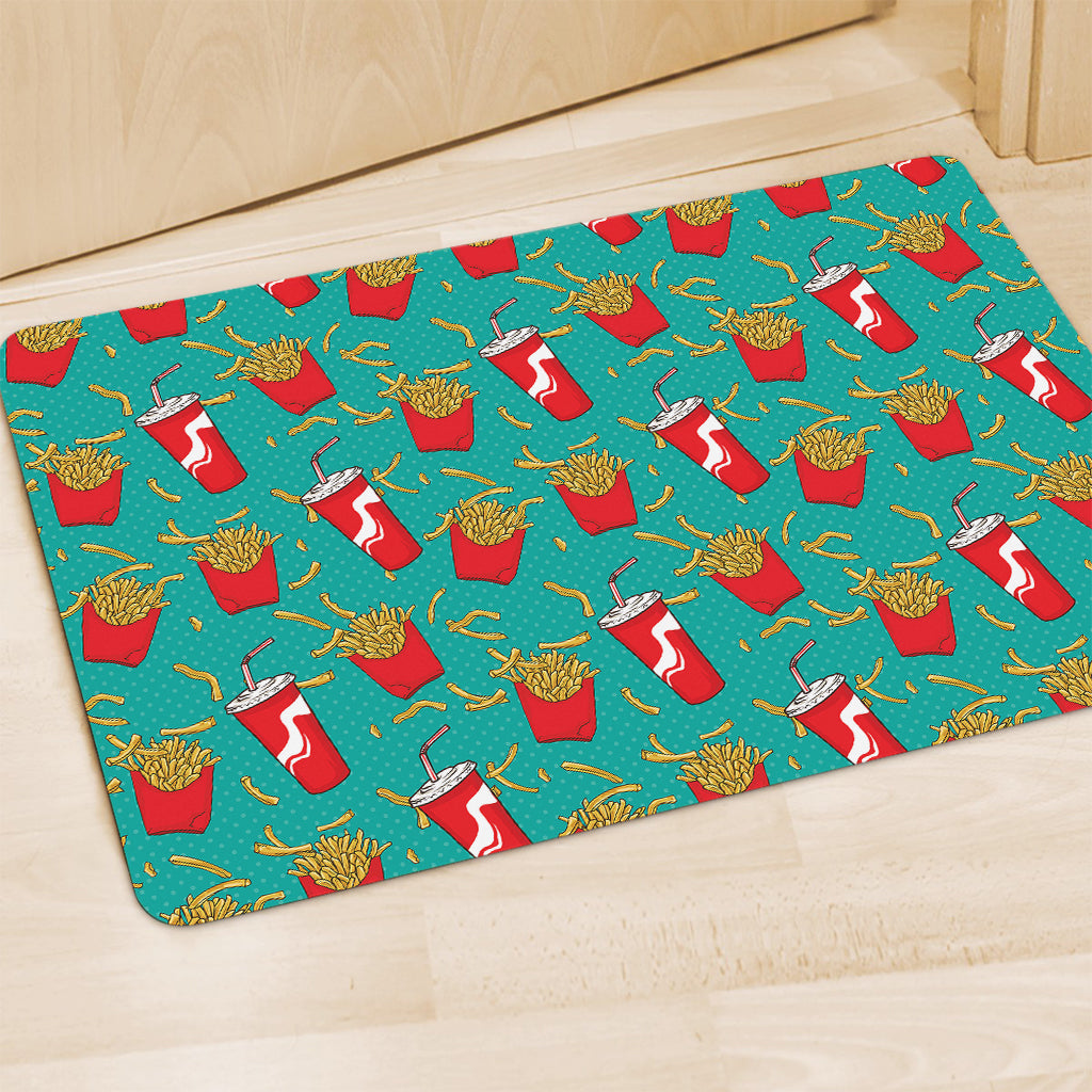 French Fries And Cola Pattern Print Polyester Doormat