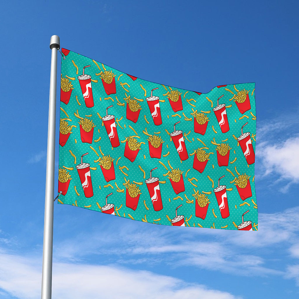 French Fries And Cola Pattern Print Polyester Flag