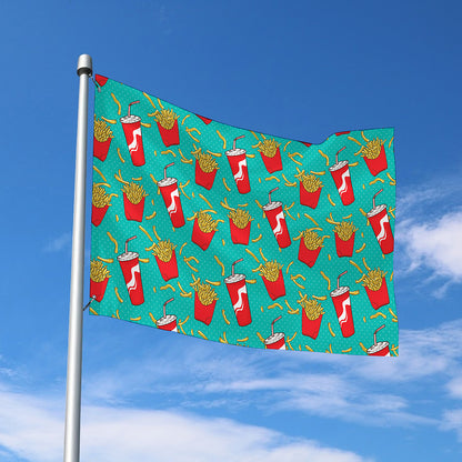 French Fries And Cola Pattern Print Polyester Flag