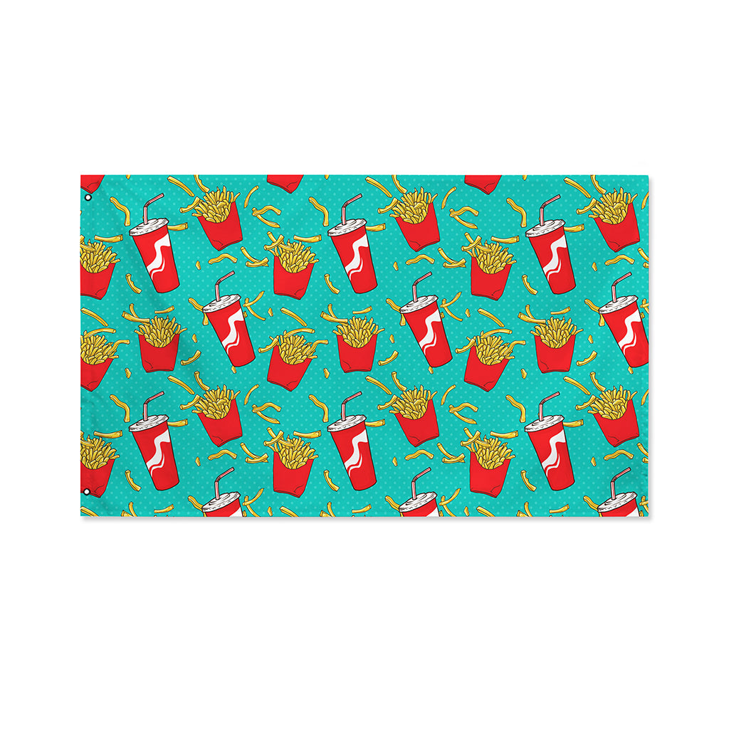 French Fries And Cola Pattern Print Polyester Flag