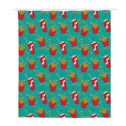 French Fries And Cola Pattern Print Polyester Shower Curtain